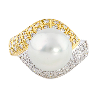 Keshi Pearl & Diamond 18ct Gold Ring*
