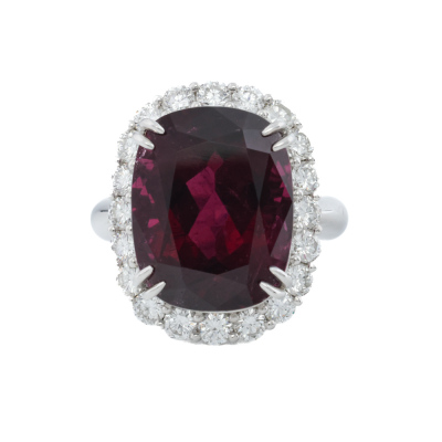 14.63ct Rubellite & 1.57ct Diamond Platinum Ring