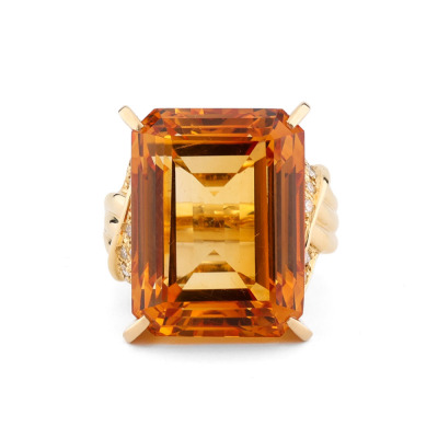 20.00ct Citrine & Diamond Ring