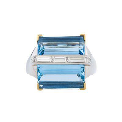 7.98ct Aquamarine & Diamond Ring