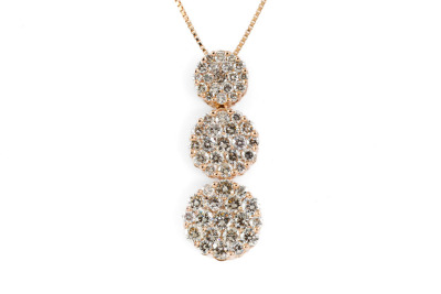 3.00ct Round Diamond Pendant 18ct Rose Gold*