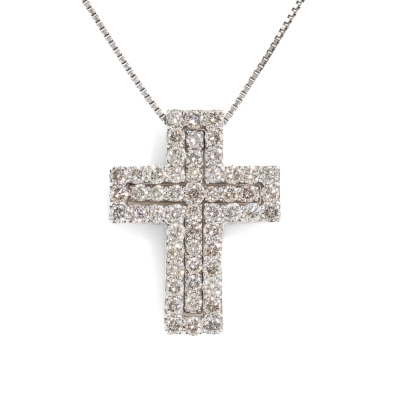 1.00ct 3 Way Diamond Cross Pendant 18ct Gold*