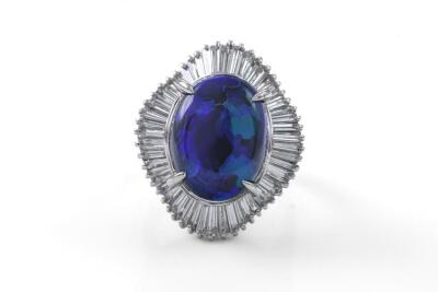 6.46ct Black Opal & 1.69ct Diamond Ring*