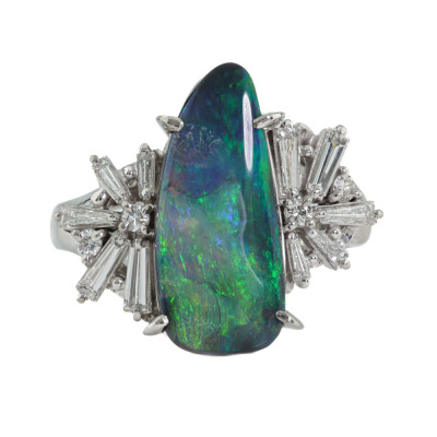 2.82ct Black Opal & Diamond Ring