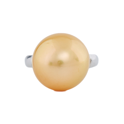 13.5mm Golden South Sea Pearl & Diamond Ring*