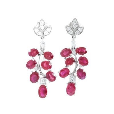 6.45ct Ruby & 0.83ct Diamond Earrings