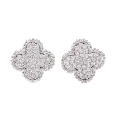 1.36ct Diamond Clover 18ct Gold Earrings*