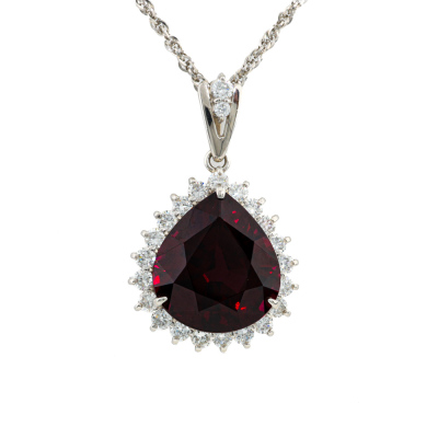 15.50ct Rhodolite Garnet & Diamond Pendant