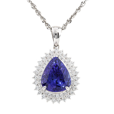 6.13ct Tanzanite & 0.89ct Diamond Pendant
