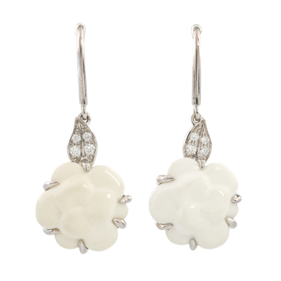 Chanel Camelia Chalcedony & Diamond Earrings*