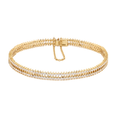 3.42ct Diamond Double Row 18ct Gold Bracelet