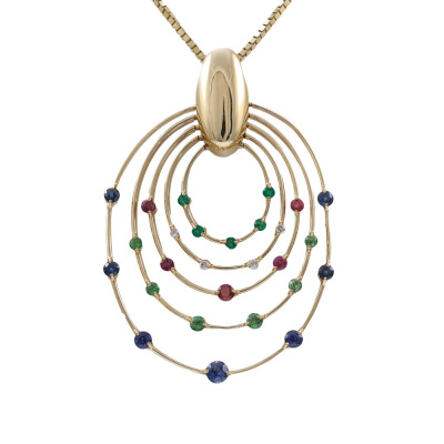 Sapphire, Emerald, Ruby & Diamond Pendant*