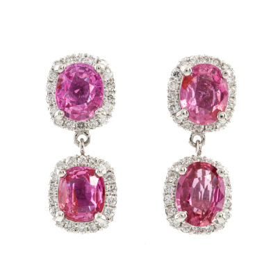 4.48ct Pink Sapphire & 1.36ct Diamond Earrings