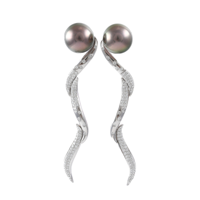 Tahitian Pearls 11.4mm & Diamond Earrings*