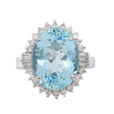 9.48ct Aquamarine & Diamond Platinum Ring