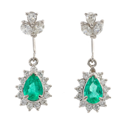 1.03ct Emerald & Diamond Earrings