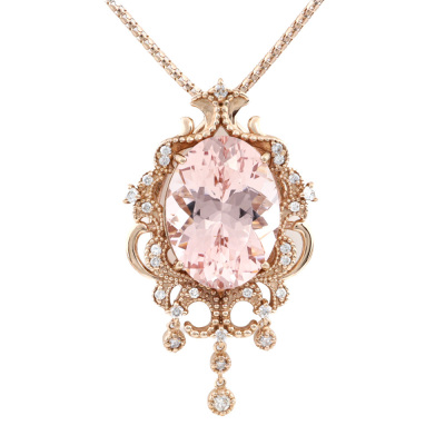8.34ct Morganite & Diamond Pendant