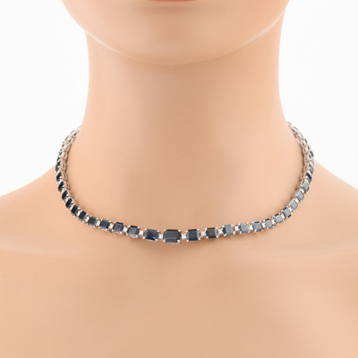 32.00ct Blue Sapphire & Diamond Necklace