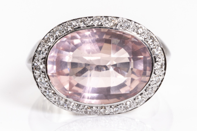 6.62ct Rose Quartz & Diamond Ring 18ct Gold*