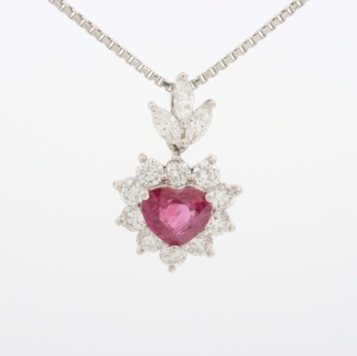 Heart Shape Ruby 1.07ct & Diamond Pendant*