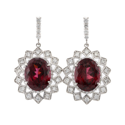 6.03ct Garnet and Diamond Earrings