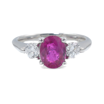 2.09ct Burmese Ruby & 0.46ct Diamond Ring GIA