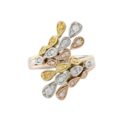 Tri Colour Diamond Hinged Ring
