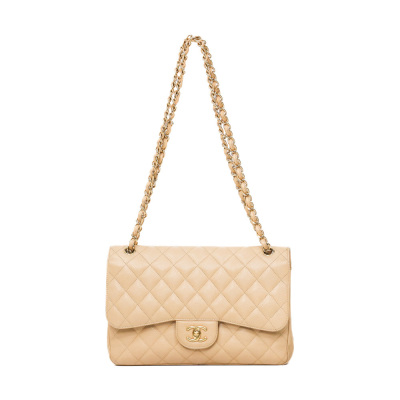 Chanel Large Double Flap Beige Caviar