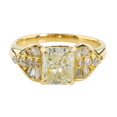 2.03ct Centre Light Yellow Diamond Ring