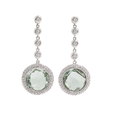 12.00ct Green Quartz & Diamond Earrings