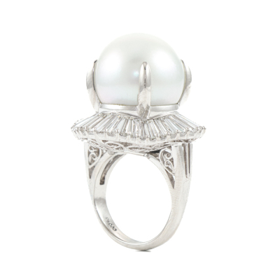 16.2mm South Sea Pearl & Diamond Ring