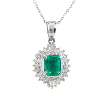0.97ct Emerald & Diamond Pendant