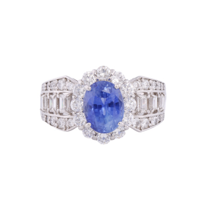 2.17ct Unheated Sapphire & 0.93ct Diamond Ring
