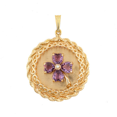 2.48ct Amethyst and Pearl Pendant