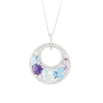 Amethyst, Topaz & Diamond Pendant