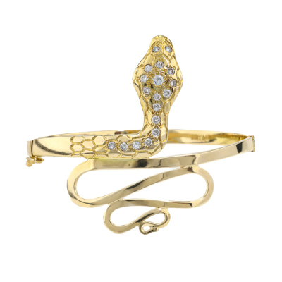 Diamond Serpent Bangle 18ct Gold 22.5g