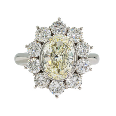 1.59ct Centre Light Yellow Diamond Ring GSL