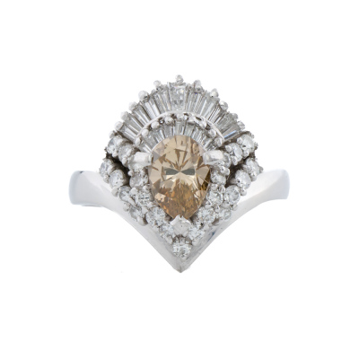 0.75ct Centre Champagne & 0.85ct White Diamond Ring