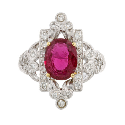 1.70ct Rubellite & Diamond 18ct Gold Ring