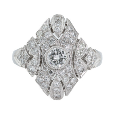0.99ct Diamond Art Deco Style Platinum Ring