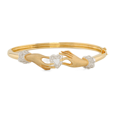 Hands & Heart Design Diamond Bangle 18ct Gold