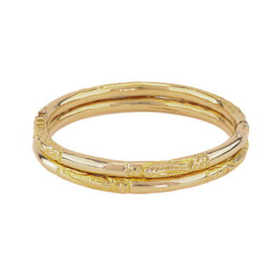 18ct Gold Twin Hollow Tubes Bangle 7.6g