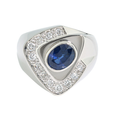 1.82ct Sapphire & Diamond Mens Platinum 29.9g