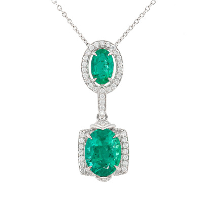 3.71ct Zambian Emerald & Diamond Pendant GSL