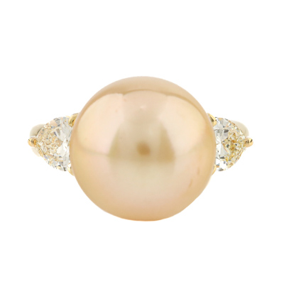 12mm South Sea Pearl & Diamond Ring 18ct gold