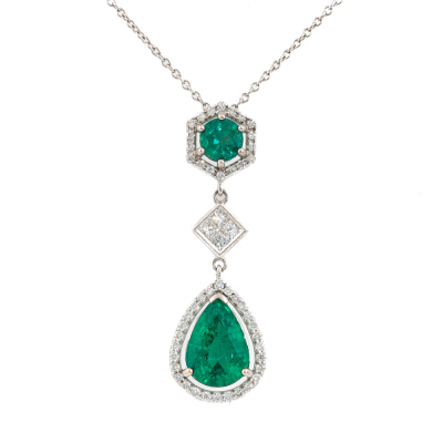 3.63ct Zambian Emerald & Diamond Pendant GSL