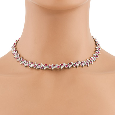 14.10ct Ruby & Diamond 18ct Gold Necklace