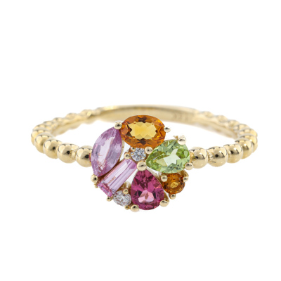 0.73ct Multi Colour Gemstone & Diamond Ring