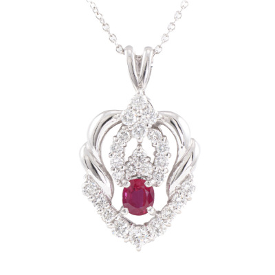 0.47ct Ruby and Diamond Pendant