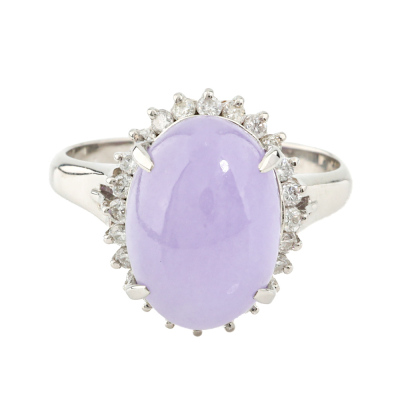 8.48ct Lavender Jade & Diamond Platinum Ring